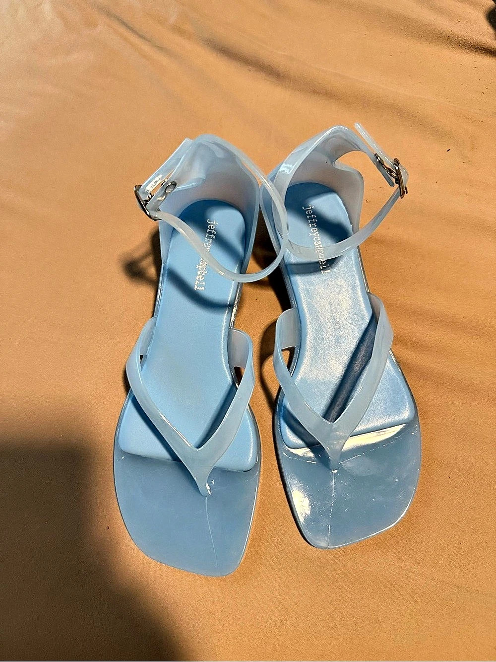 Jeffrey Campbell Gummy Kitten-Heel Jelly Thong Sandals Blue